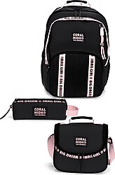 Coral High SET0124410 Siyah-Pembe 3'lü Okul Çanta Seti