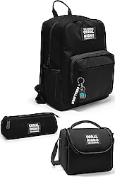 Coral High SET0133240 Siyah 3'lü Okul Çanta Seti