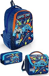 Coral High SET0133251 Game Desenli 3'lü Okul Çanta Seti