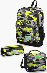Coral High SET023117 Kamuflaj Desenli 3'lü Okul Çanta Seti