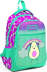 Coral High 23491 Avokado Desenli 3 Bölmeli Okul Sırt Çantası