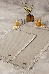Cotton Box 2'li Bej Banyo Rug Seti 75x125 60x90