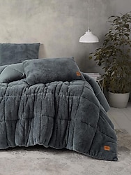 Cotton Box Peluş Gri Çift Kişilik Yorgan Seti