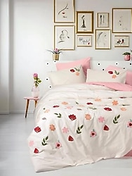 Cotton Box Puff Blossom Nakışlı Çift Kişilik Nevresim Takımı