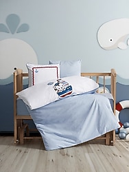 Cotton Box Punch Nakışlı Miniyo Mavi Bebek Nevresim Takımı