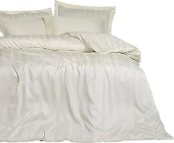 Cotton Box Smart Stripe Bambu Ekru Çift Kişilik Nevresim Takımı