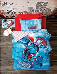 Cotton Box Tek Kişilik Nevresim Takımı Game Mavi