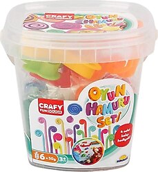 Crafy Küçük Kovalı 6 Renk Oyun Hamuru Seti 300 gr