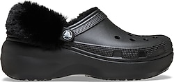 Crocs Classic Platform Fuzz Lined Clog 212854-001 Siyah Kadın Terlik