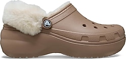 Crocs Classic Platform Fuzz Lined Clog 212854-2Q9 Kahverengi Kadın Terlik
