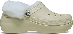 Crocs Classic Platform Fuzz Lined Clog 212854-2Y2 Krem Kadın Terlik