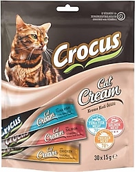 Crocus Karışık Tavuklu Ton Balıklı ve Somonlu 30x15 gr Krema Kedi