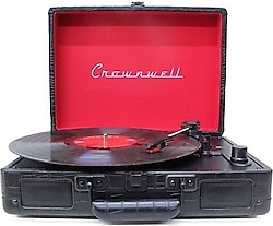 Crown Well Turntable CW002-BL Siyah Çantalı Pikap