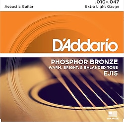 D'Addario EJ15 Phosphor Bronze Extra Light 10-047 Akustik Gitar Tel Takımı