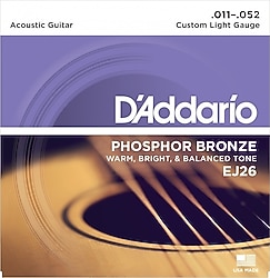 D'Addario EJ26 Phosphor Bronze 11-52 Akustik Gitar Tel Seti
