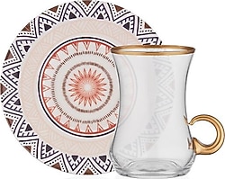 Decorium Ethnic 12 Parça 6 Kişilik Kulplu Çay Seti