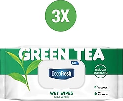 Deep Fresh Doğal Özler Yeşil Çay 120 Yaprak 3'lü Paket Islak Mendil