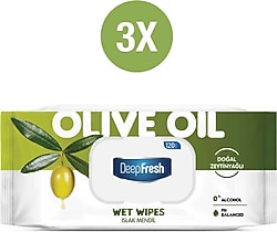 Deep Fresh Doğal Özler Zeytinyağı 120 Yaprak 3'lü Paket Islak Mendil