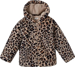 Defacto E7993A525AU Leopar Desenli Peluş Kız Bebek Mont