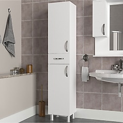 Dekorister Selin 2 Kapaklı 1 Çekmeceli Banyo Boy Dolabı