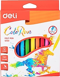 Deli Color Run 12 Renk Keçeli Kalem