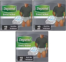 Depend Emici Külot Erkek Büyük Boy L 10'lu 3 Adet Hasta Bezi