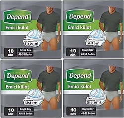 Depend Emici Külot Erkek Büyük Boy L 10'lu 4 Adet Hasta Bezi