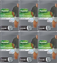 Depend Emici Külot Erkek Büyük Boy L 8'li 6 Adet Hasta Bezi