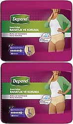 Depend Emici Külot Kadın Büyük Boy L 10'lu 2 Adet Hasta Bezi