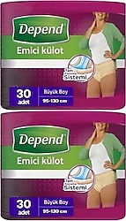 Depend Emici Külot Kadın Büyük Boy L 30'lu 2 Adet Hasta Bezi