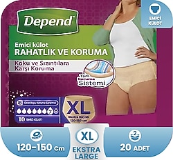 Depend Emici Külot Kadın Ekstra Büyük Boy XL 10'lu 2 Adet Hasta Bezi