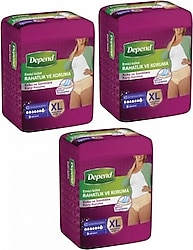 Depend Emici Külot Kadın Ekstra Büyük Boy XL 9'lu 3 Adet Hasta Bezi