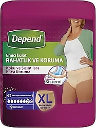 Depend Emici Külot Kadın Ekstra Büyük Boy XL 9'lu 6 Adet Hasta Bezi
