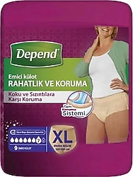 Depend Emici Külot Kadın Ekstra Büyük Boy XL 9'lu 8 Adet Hasta Bezi