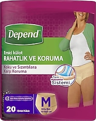 Depend Emici Külot Kadın Orta Boy M 10'lu 2 Adet Hasta Bezi