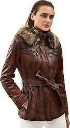 Derimod Rebecca 24WGE5209 Kapüşonlu Kadın Deri Mont