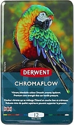 Derwent Chromaflow Metal Kutulu 12'li Kuru Boya Kalem Seti