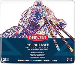 Derwent Coloursoft Metal Kutu 24'lü Kuru Boya Seti