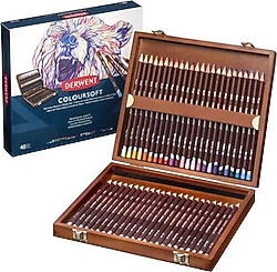 Derwent Coloursoft Ahşap Kutu 48'li Kuru Boya Seti