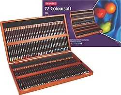 Derwent Coloursoft Ahşap Kutu 72'li Kuru Boya Seti