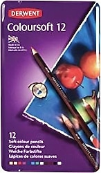 Derwent Coloursoft Metal Kutu 12'li Kuru Boya Seti
