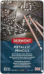 Derwent Metallic Metal Kutu 12'li Kuru Boya Kalem Seti