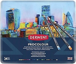 Derwent Procolour Metal Kutu 24'lü Kuru Boya Kalem Seti