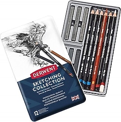 Derwent Sketching Collection Metal Kutu 12'li Çizim Seti