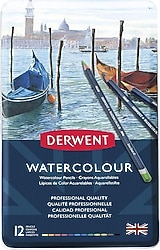 Derwent Watercolour Metal Kutu 12'li Sulu Boya Kalem Seti