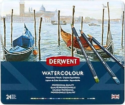 Derwent Watercolour Metal Kutu 24'lü Sulu Boya Kalem Seti