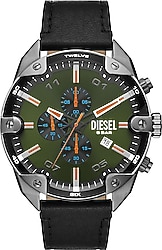 Diesel Spiked DZ4626 Deri Kordon Siyah-Yeşil Erkek Kol Saati