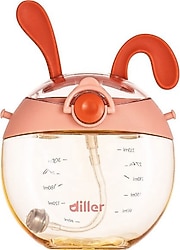 Diller T4012 Tavşan Kulaklık 330 ml Tritan Askılı Pipetli Matara