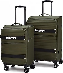 Discovery DSC720 Haki Kumaş Kabin + Orta Boy 2'li Valiz Seti