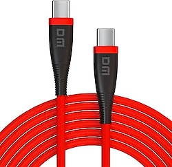 DM SL019 1 m Type-C to Type-C Hızlı Şarj Kablosu Kırmızı